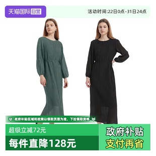 自营 芭瑞慵懒风肌理感褶皱长袖 Petit 佩蒂特 连衣裙长裙 Bari