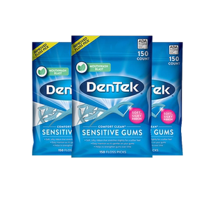 【自营】德泰克Dentek进口超细扁线牙线棒含氟家庭装成人375支