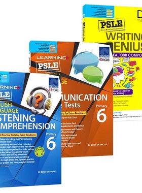 【自营】SAP 新加坡小六会考 PSLE Writing Genius Oral Comunication Listening Comprehension 小学英语写作听力练习册 英文原版