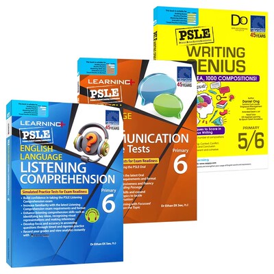 【自营】SAP 新加坡小六会考 PSLE Writing Genius Oral Comunication Listening Comprehension 小学英语写作听力练习册 英文原版
