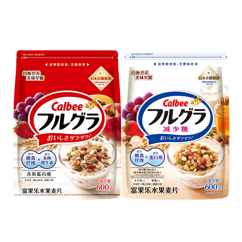 【自营】卡乐比水果燕麦片早餐进口即食冲饮酸奶谷物原味600g坚果