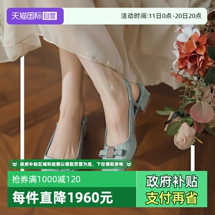 饰露跟凉鞋 菲拉格慕女士漆皮蝴蝶结装 FERRAGAMO 单鞋 自营