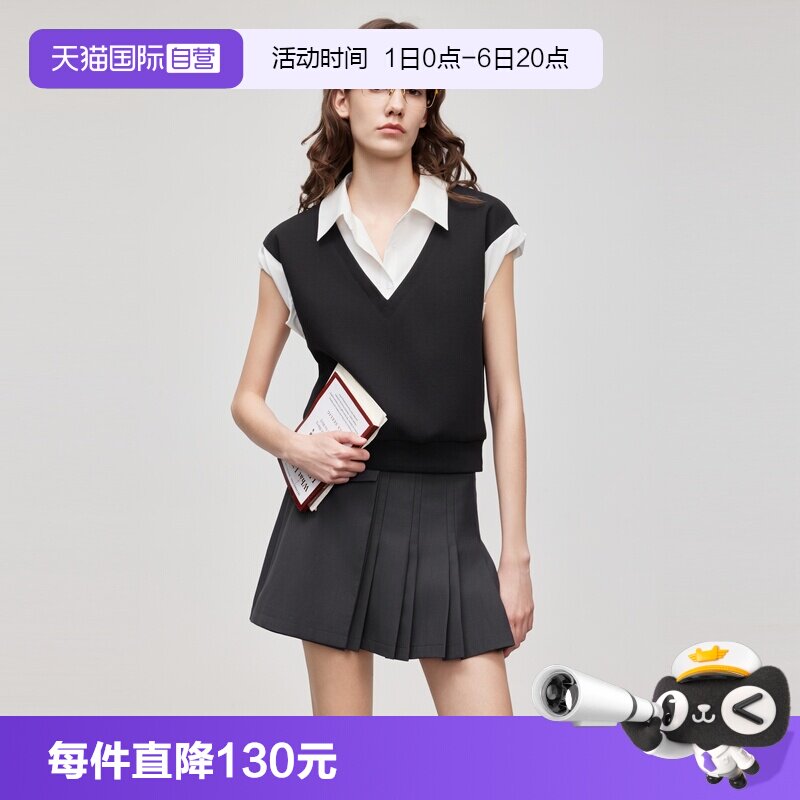 ELLE设计感假两件拼接短袖图片