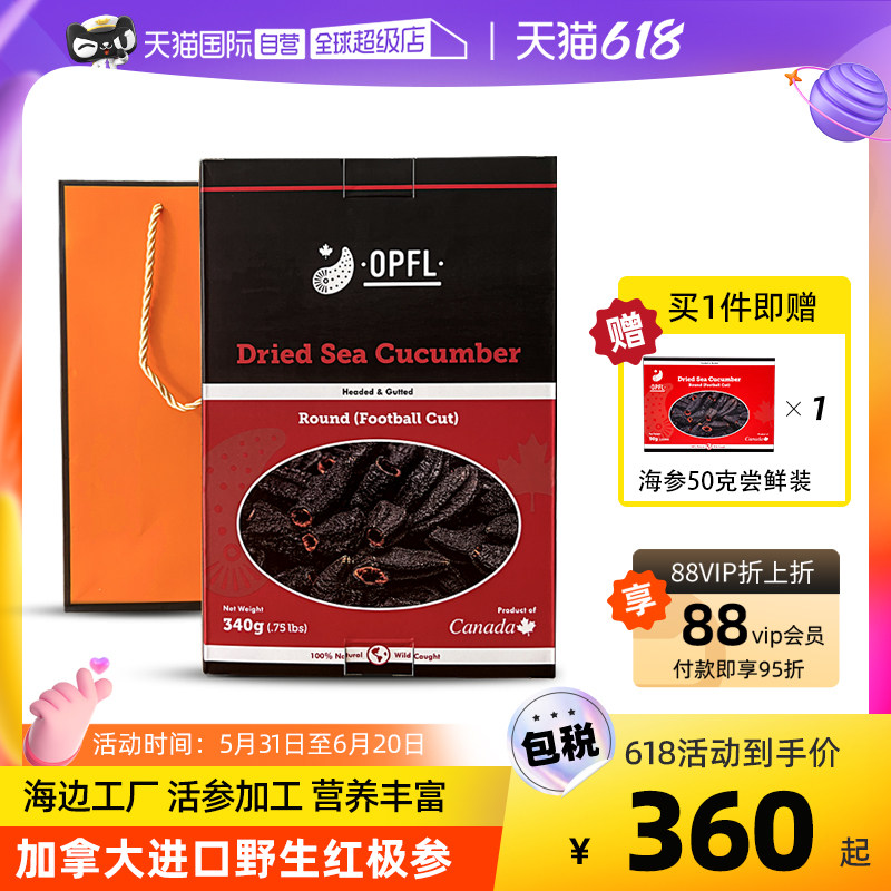 【自营】欧参力得OPF加拿大海参340g干货礼盒 野生北极冰岛红极参