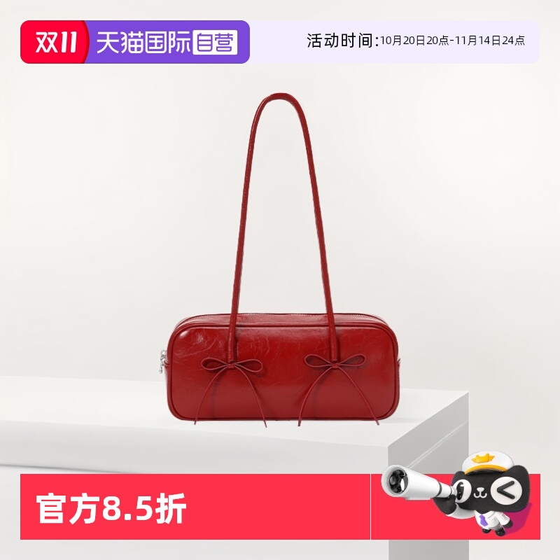 【自营】JK复古美拉德风波士顿包潮流小众蝴蝶结保龄球斜挎包女包