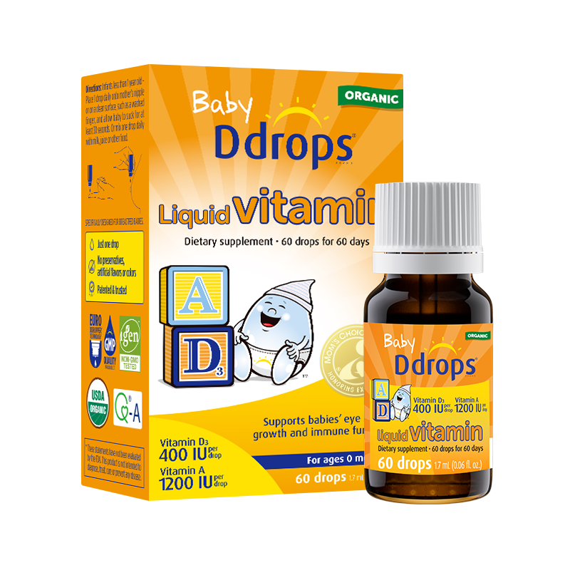 【自营】Ddrops新生儿宝宝d3维生素AD进口滴剂婴儿补钙VD小滴瓶
