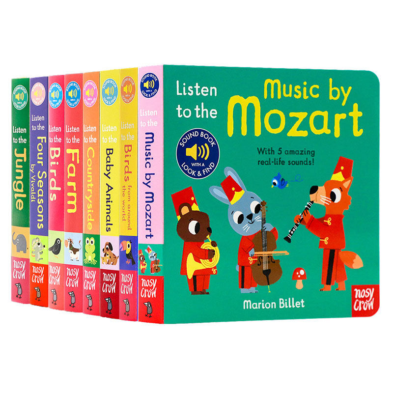 【自营】预售 我的小小音乐厅触摸发声书系列 Listen to the Music 英文原版绘本 聆听莫扎特动物四季海边 乐感启蒙音乐纸板发音书