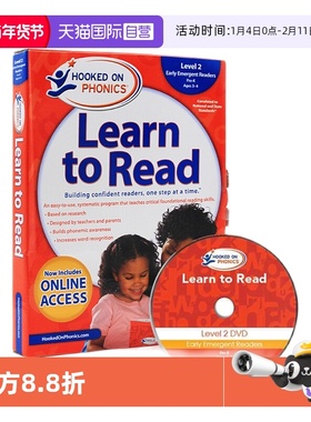 【自营】英文原版教辅 Hooked on Phonics Learn to Read Level2 迷上自然拼读 L2 英语3-4岁启蒙 自然拼读教辅含DVD