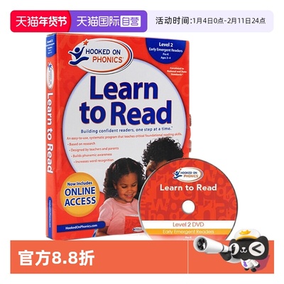 【自营】英文原版教辅 Hooked on Phonics Learn to Read Level2 迷上自然拼读 L2 英语3-4岁启蒙 自然拼读教辅含DVD