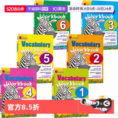 【自营】Casco Vocabulary Workbook 1-6 新加坡英语 英文词汇练习册 小学1-6年级 6册 英文教辅主题词汇 英文原版进口图书