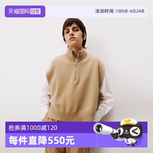女 自营 针织衫 翻领拉链羊毛背心无袖 Polo Marc 商场同款