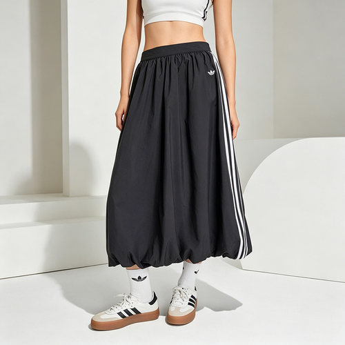 【自营】adidas阿迪达斯三叶草花苞裙中长款蓬松女子半身裙KC8088