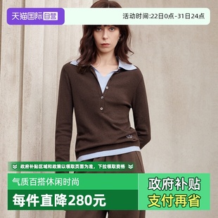 自营 新款 商场同款 女2025秋季 撞色毛衣 ELLE绵羊毛针织衫