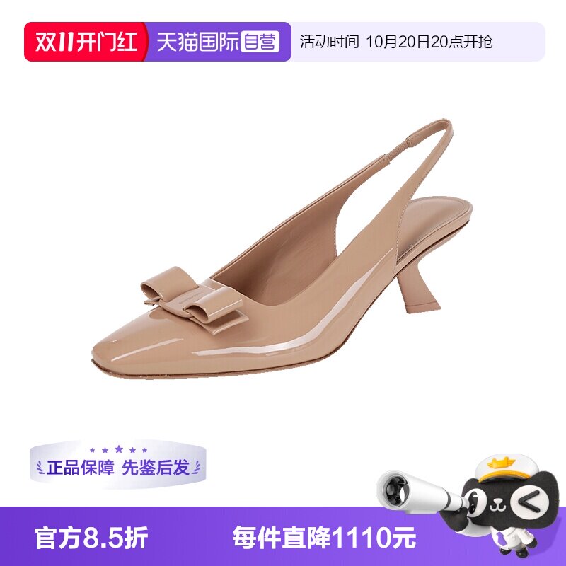 菲拉格慕蝴蝶结露跟高跟鞋凉鞋