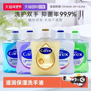 【自营】加信氏Carex英国进口保湿抑菌洗手液滋润清洁抑菌率99.9%