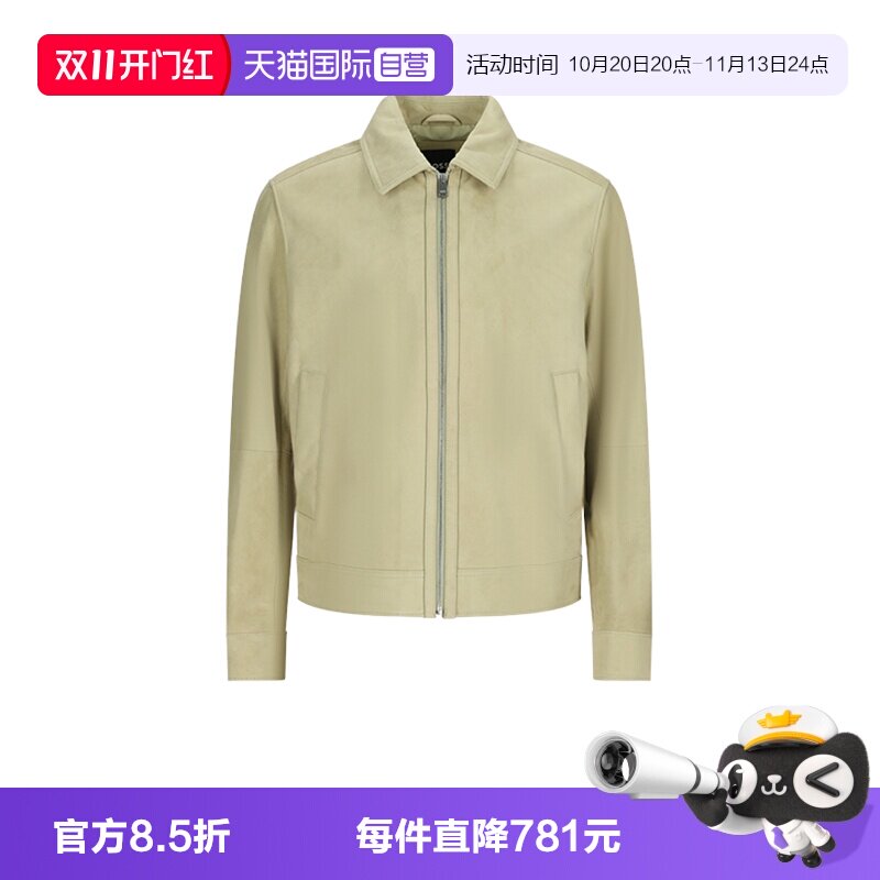 【自营】Hugo Boss男士black系列山羊皮革皮衣皮夹克外套50563869