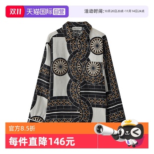 Marc Polo2025夏季 新款 衬衫 几何韵律系列印花亚麻长袖 自营