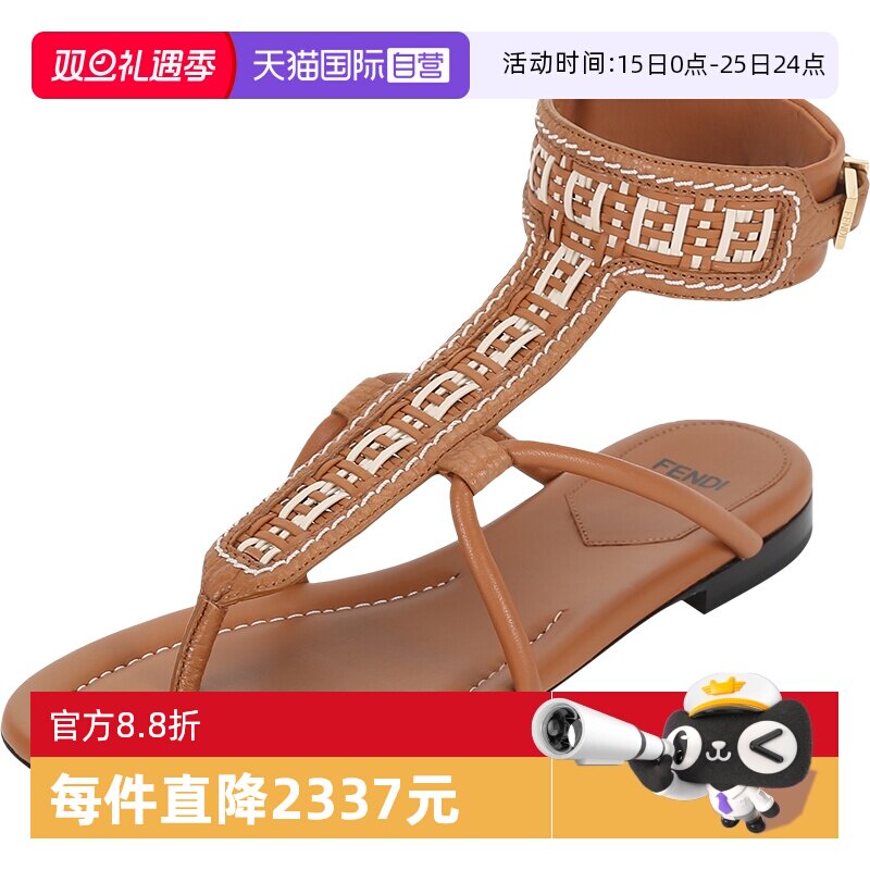 【自营】Fendi芬迪 女士皮革夹趾凉鞋 8Y8095 AEH6