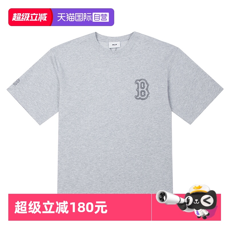 【自营】MLB男女装大logo短袖宽松透气时尚运动休闲T恤3ATSB0353
