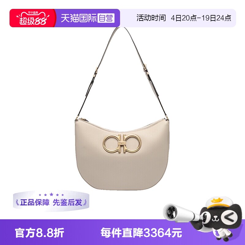 菲拉格慕Gancini饰扣手提单肩包