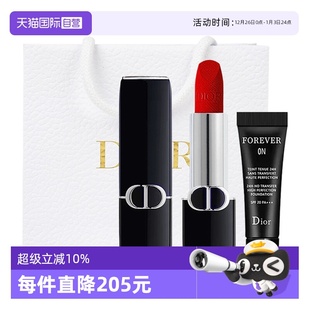 【自营】Dior/迪奥口红烈焰蓝金唇膏粉底液套装丝绒999圣诞送女友