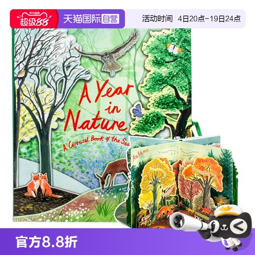 【自营】A Year in Nature大自然一年四季立体书英文原版绘本A Carousel Book of the Seasons 360度旋转 动物植物儿童STEAM科普书