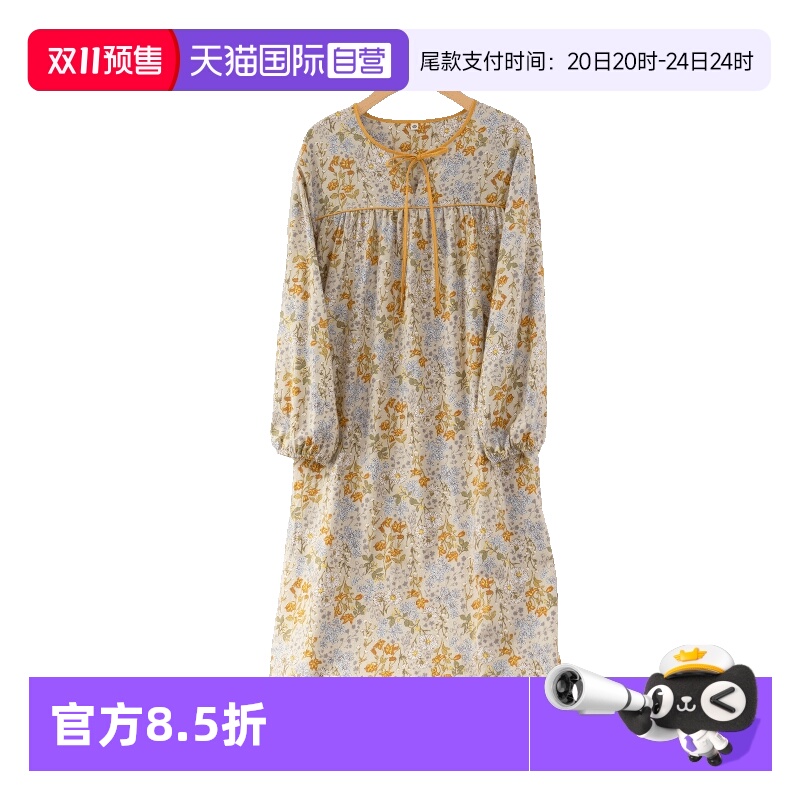 toratani纯棉秋冬田园睡裙