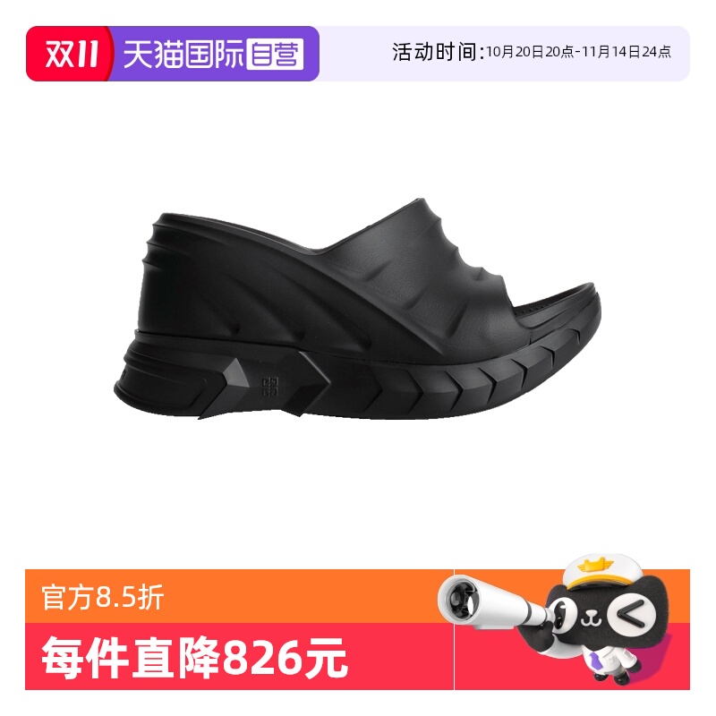 Givenchy黑色厚底坡跟凉鞋