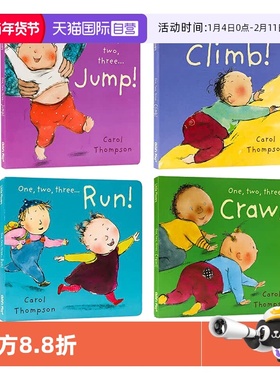 【自营】英文原版 Little Movers One, two, three...Crawl! /Jump!/Run!/Climb! 4册 纸板书 幼儿运动时光 Carol Thompson