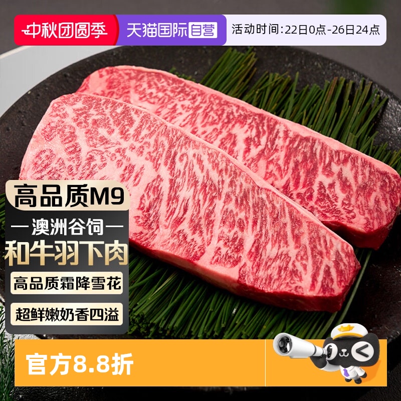 【自营】澳洲和牛m9翼板肉羽下肉上脑边牛排原切谷饲雪花牛肉