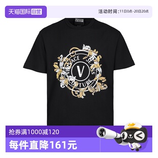Logo花卉棉质圆领休闲短袖 Versace范思哲男士 T恤 自营