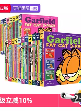 【自营】加菲猫漫画三合一 GARFIELD FAT CAT 3 PACK 25册合订本 故事合辑英文原版经典趣味幽默漫画 Jim Davis