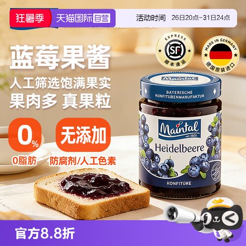 德国美茵塔尔大果粒果肉蓝莓果酱