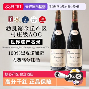 【自营】法国进口勃艮第金丘AOC黑皮诺干红葡萄酒正品红酒礼盒装