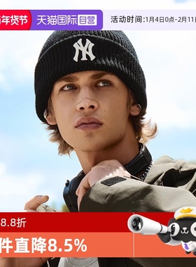 【自营】MLB男女情侣刺绣LOGO复古做旧休闲毛线针织帽25秋款BNB06