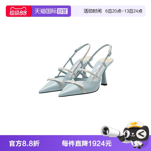JimmyChoo露跟系带马蹄高跟鞋
