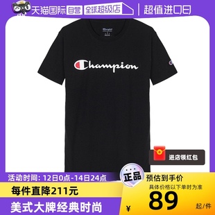 自营 CHAMPION网球穿搭 情侣款 athletics线 草写logo短袖 T恤