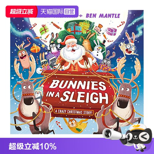 【自营】英文原版 Bunnies in a Sleigh: A Crazy Christmas Story! 雪橇上的兔子疯狂圣诞节 平装 圣诞主题儿童绘本故事