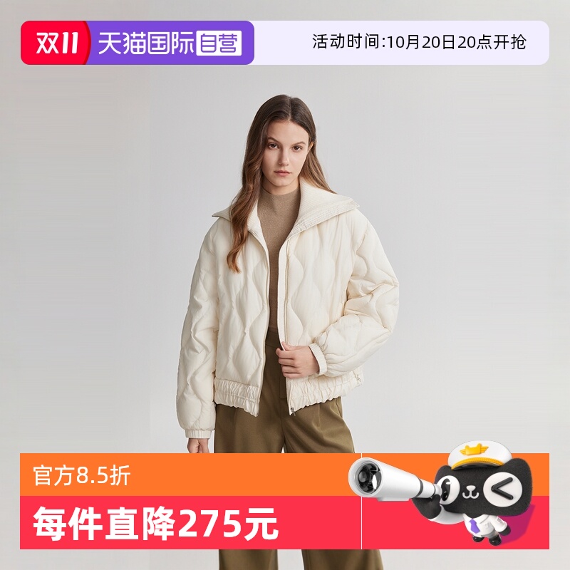 【自营】ELLE90白鸭绒休闲短款羽绒服女2024冬季新款简约通勤外套