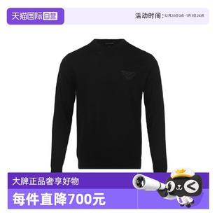 自营 鹰标绵羊毛圆领长袖 EMPORIO 阿玛尼男士 针织衫 ARMANI