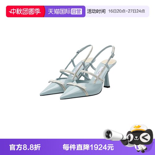 JimmyChoo露跟系带马蹄高跟鞋