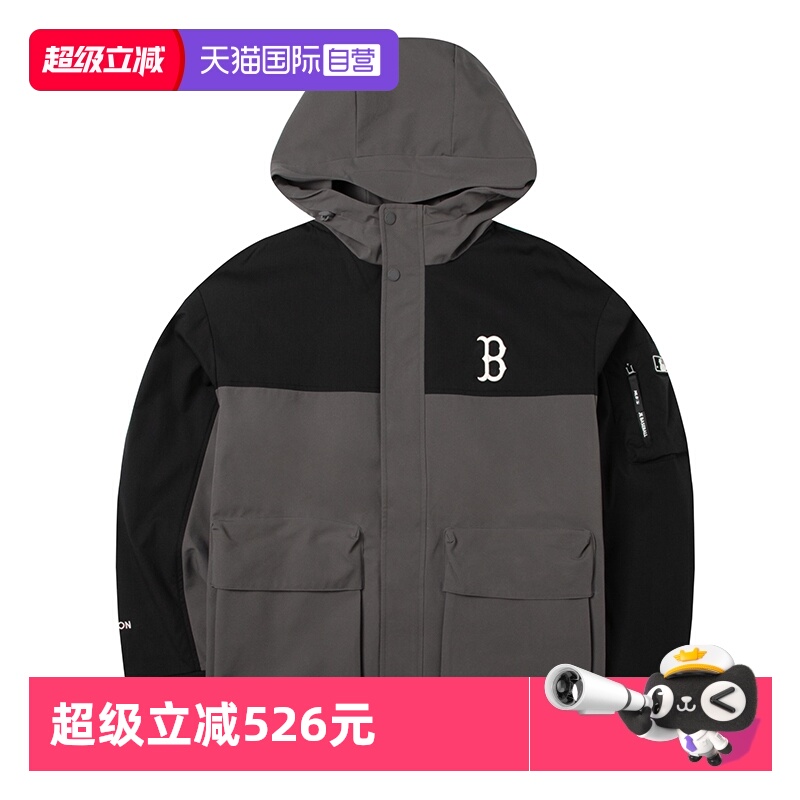 【自营】MLB美职棒外套男装女装休闲防风上衣深炭灰色运动夹克潮