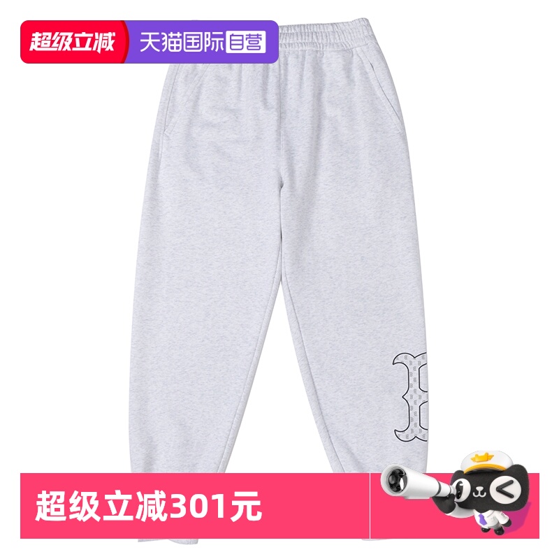 【自营】MLB美职棒男裤女裤休闲裤浅麻灰运动裤针织长裤3APTM0151