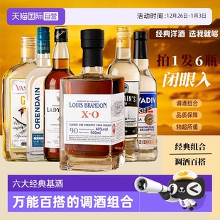 调酒基酒白兰地威士忌朗姆酒伏特加金酒 进口洋酒组合套装 自营