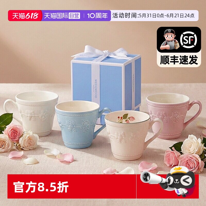 【自营】WEDGWOOD威基伍德欢愉假日系列马克杯情侣水杯陶瓷杯礼盒
