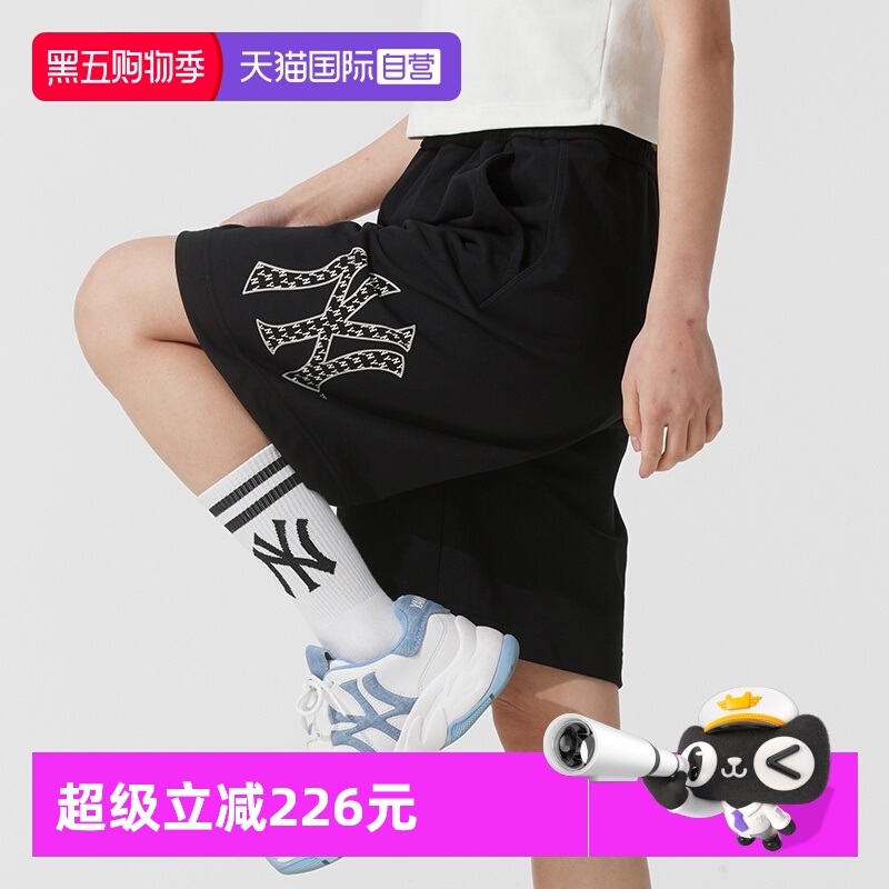 【自营】MLB美职棒男裤女裤黑色针织短裤时尚潮流休闲裤3ASPM0253