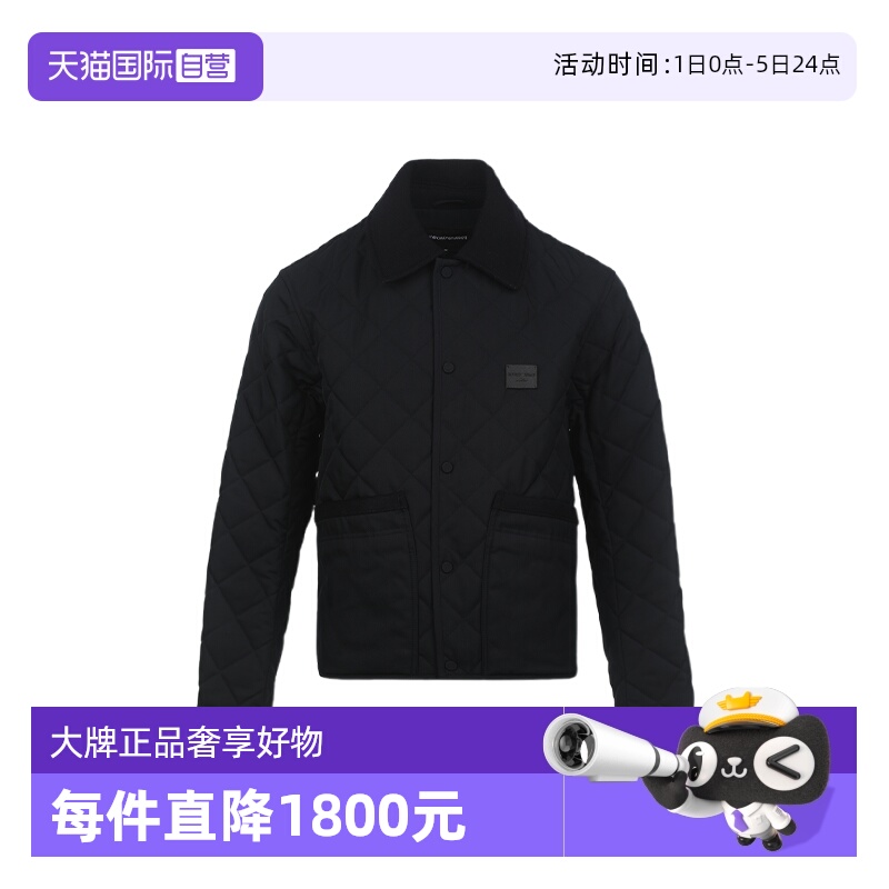 【自营】EMPORIO ARMANI/阿玛尼FW25男士宽松菱格翻领棉服外套