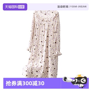 女士家居服睡裙 toratani纯棉双层纱柔软花边圆领别致半袖 自营
