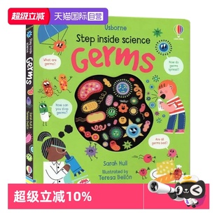 儿童科普绘本 英语早教启蒙洞洞纸板翻翻书 Usborne Inside Science Step 英文原版 走进病菌 知识类读物 Germs 自营