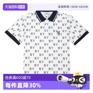 男女装 POLO衫 自营 运动服T恤NY满印老花翻领POLO衫 MLB短袖